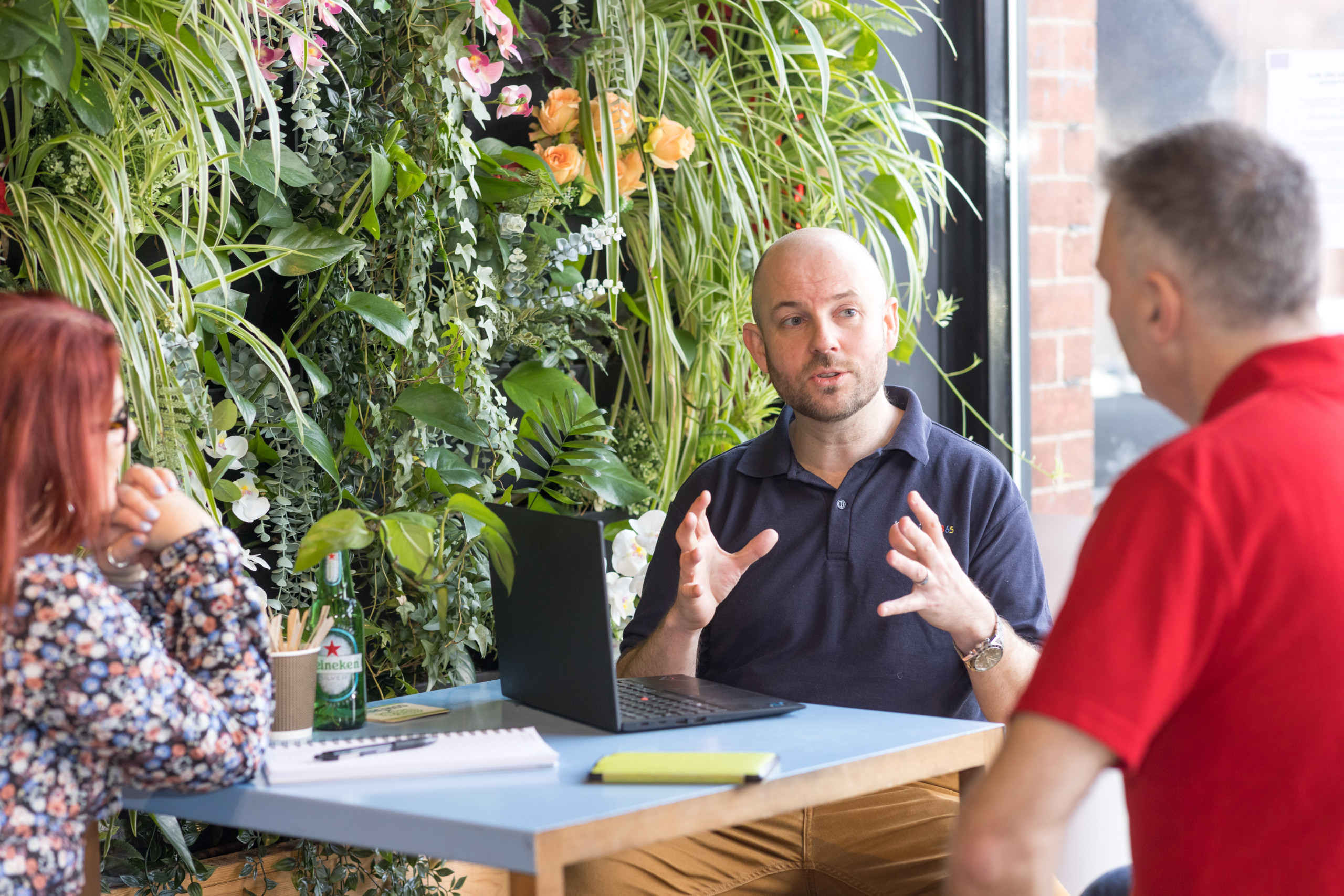 Simon Doy in a meeting with Yvonne Cookson and Tim Bunting